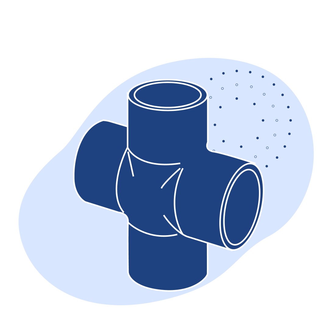 Чугунная крестовина прямая Ду 40 мм (1 1/2 дюйм) ГОСТ 8951-75